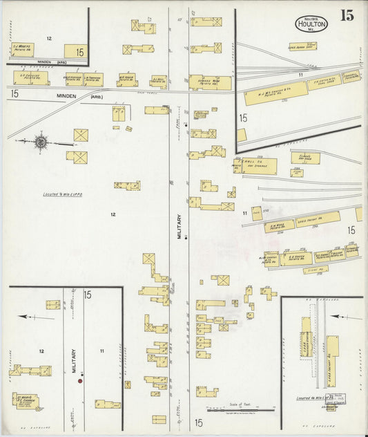 Sanborn Fire Insurance Map from Houlton, Aroostook County, Maine (1919), Sheet #0015 - Historic Sanborn Fire Insurance Map Print, vintage old map wall art, antique decor, genealogy gift, Maine Maine map