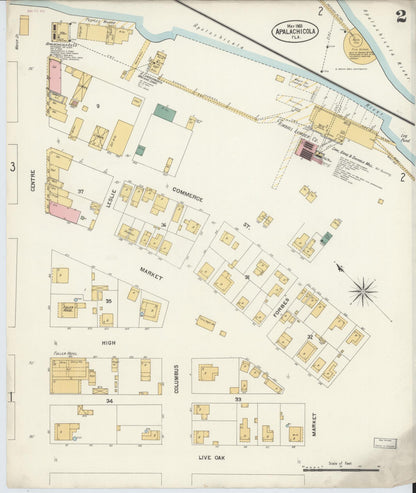 Sanborn Fire Insurance Map from Apalachicola, Franklin County, Florida (1903), Sheet #0002 - Complete Map Set gallery image, historic Sanborn map, vintage wall art, Florida Florida