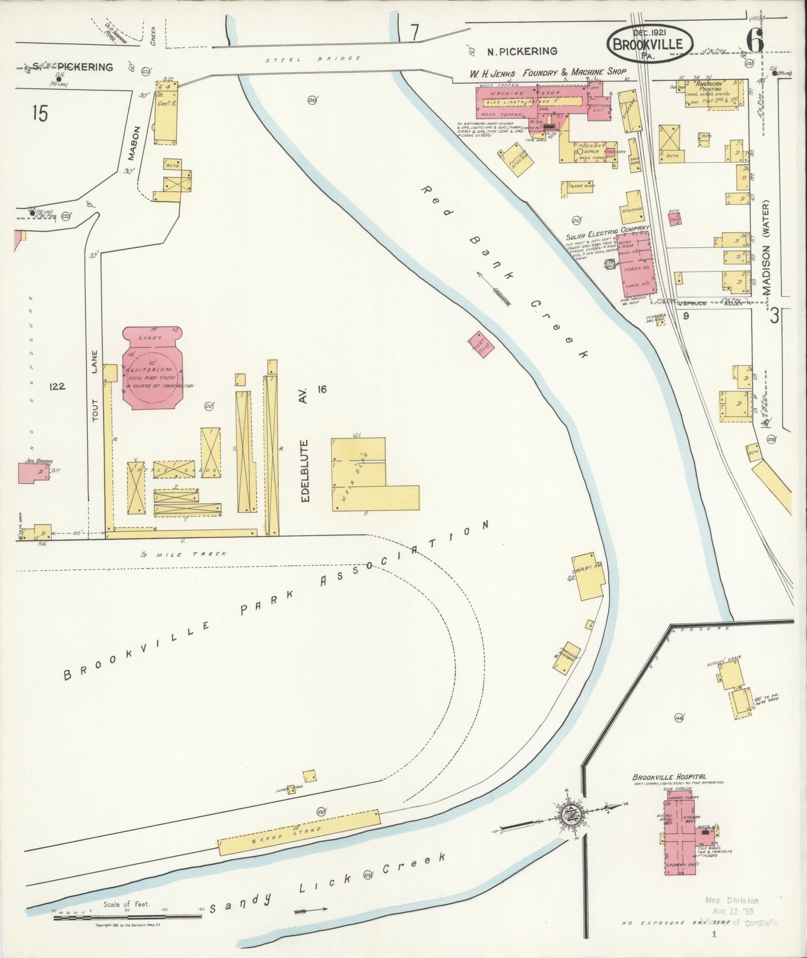 Sanborn Fire Insurance Map from Brookville, Jefferson County, Pennsylvania (1921), Sheet #0006 - Historic Sanborn Fire Insurance Map Print, vintage old map wall art, antique decor, genealogy gift, Pennsylvania Pennsylvania map