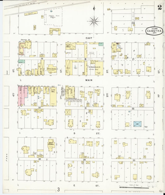 Sanborn Fire Insurance Map from Sabetha, Nemaha County, Kansas (1896), Sheet #0002 - Historic Sanborn Fire Insurance Map Print, vintage old map wall art, antique decor, genealogy gift, Kansas Kansas map