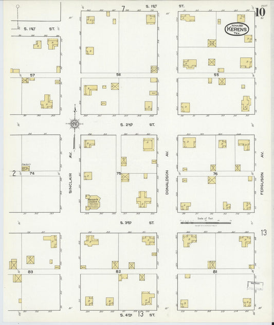 Sanborn Fire Insurance Map from Kerens, Navarro County, Texas (1921), Sheet #0010 - Historic Sanborn Fire Insurance Map Print, vintage old map wall art, antique decor, genealogy gift, Texas Texas map