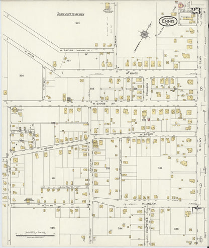 Sanborn Fire Insurance Map from Ennis, Ellis County, Texas (1920), Sheet #0023 - Complete Map Set gallery image, historic Sanborn map, vintage wall art, Texas Texas