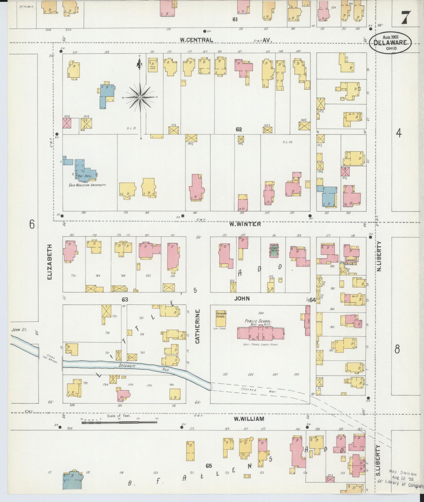 Sanborn Fire Insurance Map from Delaware, Delaware County, Ohio (1901), Sheet #0007 - Complete Map Set gallery image, historic Sanborn map, vintage wall art, Sanborn Fire Insurance Map from Delaware Delaware