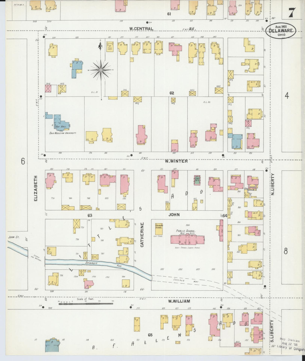 Sanborn Fire Insurance Map from Delaware, Delaware County, Ohio (1901), Sheet #0007 - Complete Map Set gallery image, historic Sanborn map, vintage wall art, Sanborn Fire Insurance Map from Delaware Delaware