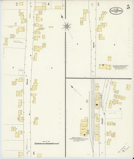 Sanborn Fire Insurance Map from Colebrook, Coos County, New Hampshire (1909), Sheet #0005 - Historic Sanborn Fire Insurance Map Print, vintage old map wall art, antique decor, genealogy gift, New Hampshire New Hampshire map