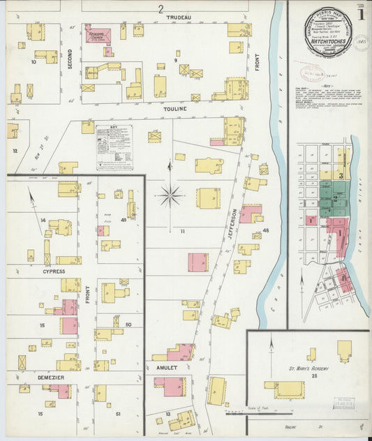 Sanborn Fire Insurance Map from Natchitoches, Natchitoches Parish, Louisiana. (1899) – Historic Sanborn Fire Insurance Map Print