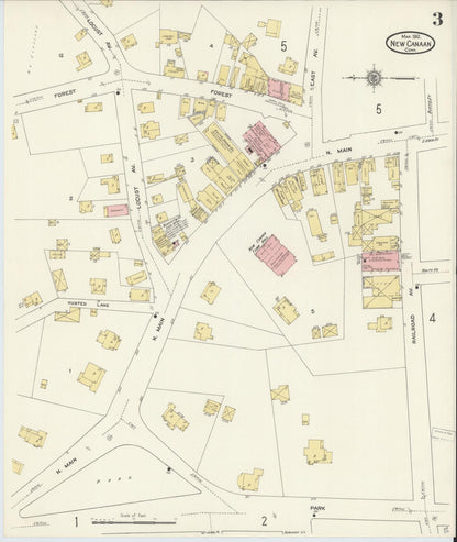 Sanborn Fire Insurance Map from New Canaan, Fairfield County, Connecticut (1912), Sheet #0003 - Complete Map Set gallery image, historic Sanborn map, vintage wall art, Connecticut Connecticut