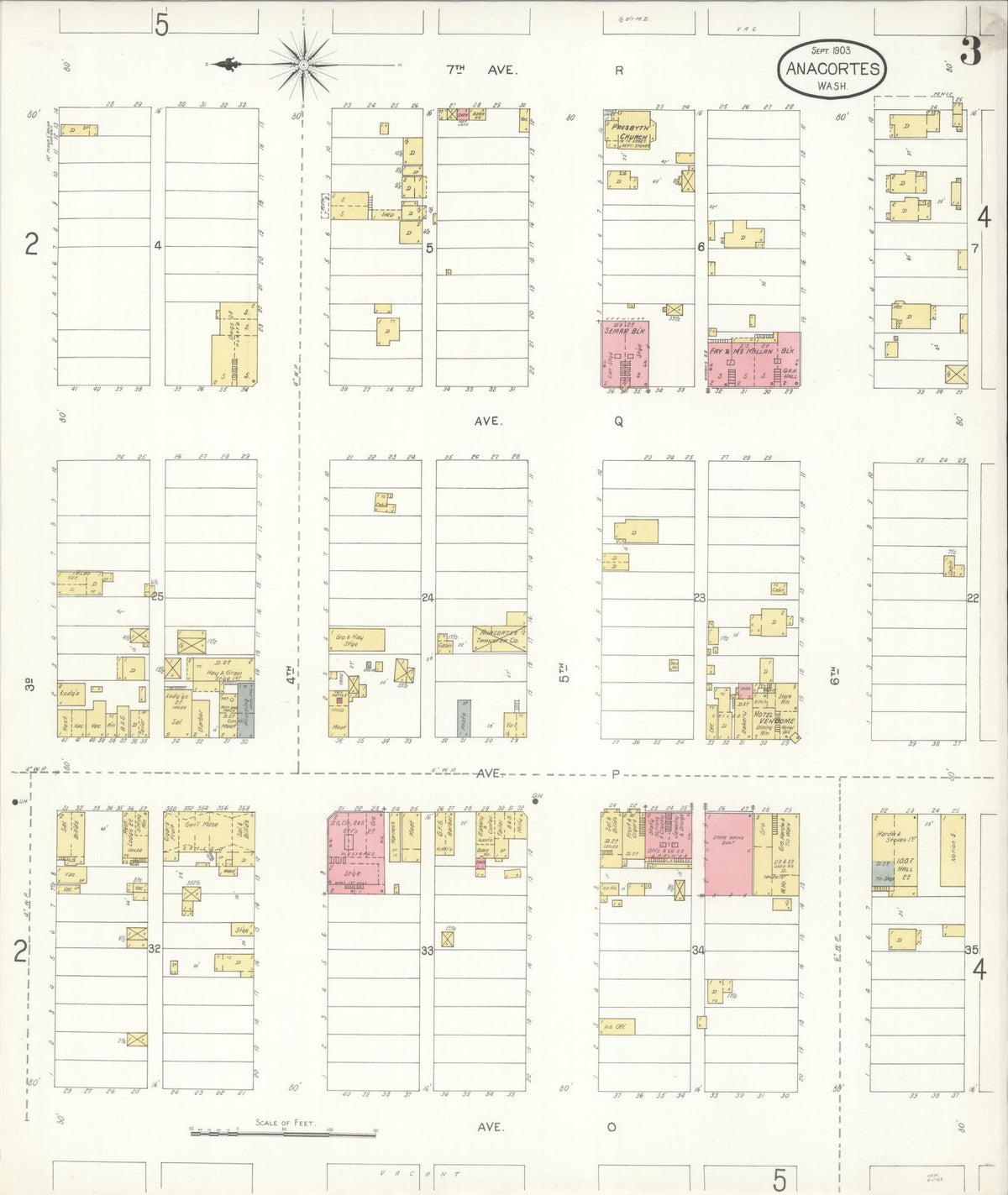 Sanborn Fire Insurance Map from Anacortes, Skagit County, Washington (1903), Sheet #0003 - Complete Map Set gallery image, historic Sanborn map, vintage wall art, Washington Washington