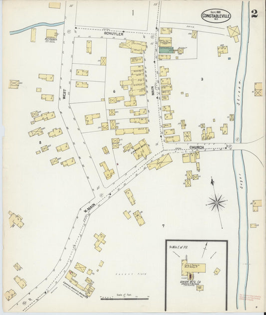 Sanborn Fire Insurance Map from Constableville, Lewis County, New York (1902), Sheet #0002 - Historic Sanborn Fire Insurance Map Print, vintage old map wall art, antique decor, genealogy gift, New York New York map