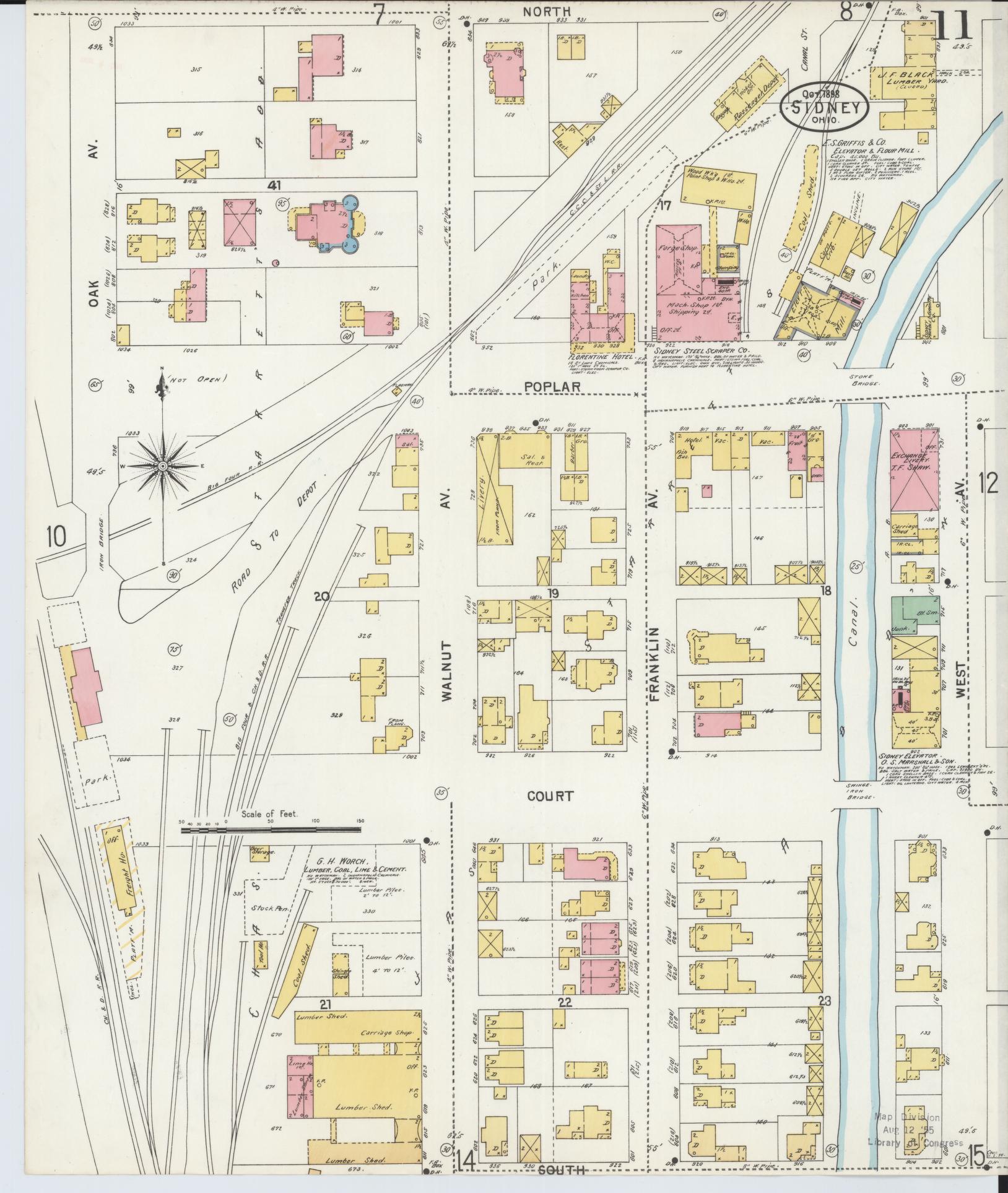 Sanborn Fire Insurance Map from Sidney, Shelby County, Ohio (1898), Sheet #0011 - Complete Map Set gallery image, historic Sanborn map, vintage wall art, Ohio Ohio