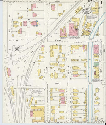 Sanborn Fire Insurance Map from Sidney, Shelby County, Ohio (1898), Sheet #0011 - Complete Map Set gallery image, historic Sanborn map, vintage wall art, Ohio Ohio
