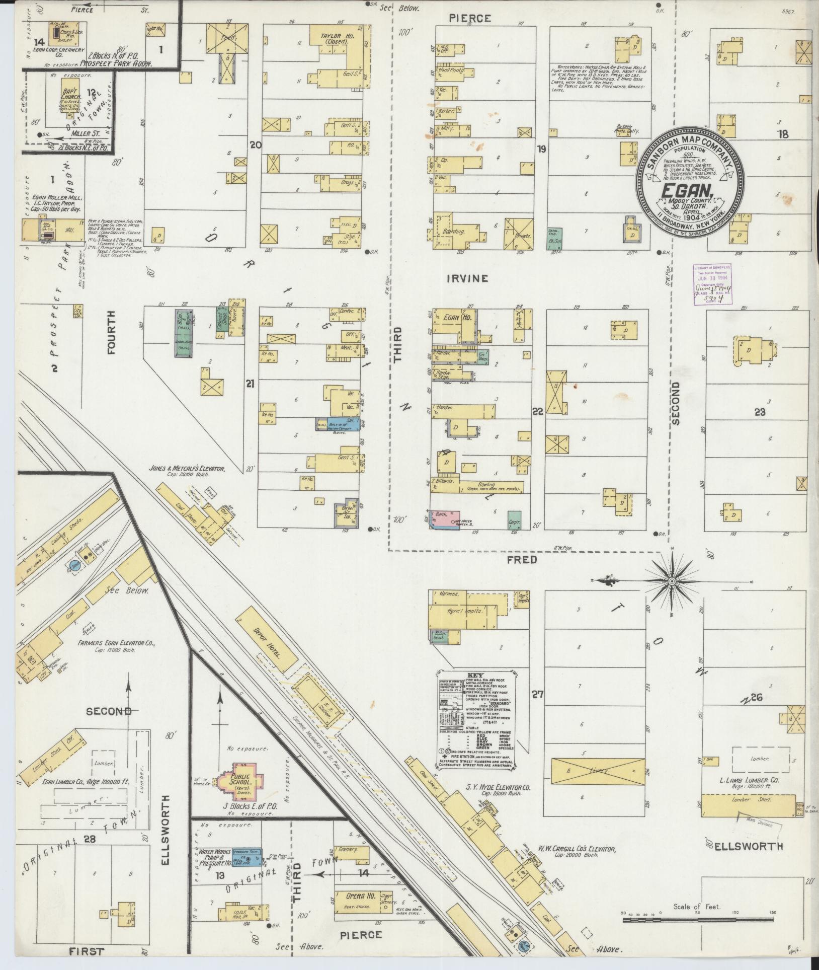 Sanborn Fire Insurance Map from Egan, Moody County, South Dakota (1904), Sheet #0001 - Historic Sanborn Fire Insurance Map Print, vintage old map wall art, antique decor, genealogy gift, South Dakota South Dakota map