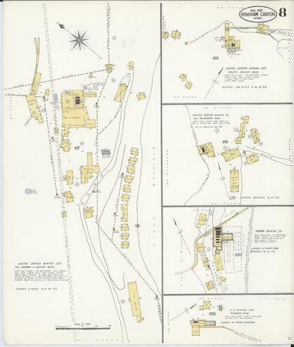 Sanborn Fire Insurance Map from Bingham Canyon, Salt Lake County, Utah (1907), Sheet #0008 - Complete Map Set gallery image, historic Sanborn map, vintage wall art, Utah Utah