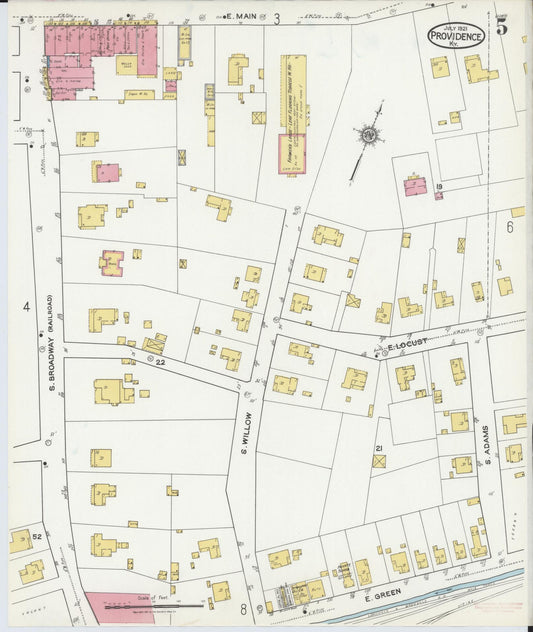 Sanborn Fire Insurance Map from Providence, Webster County, Kentucky (1921), Sheet #0005 - Historic Sanborn Fire Insurance Map Print, vintage old map wall art, antique decor, genealogy gift, Kentucky Kentucky map