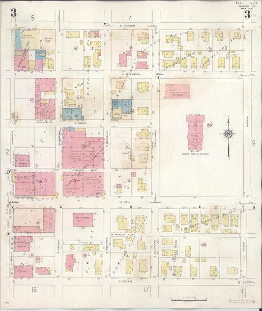 Sanborn Fire Insurance Map from Marion, Williamson County, Illinois (1946), Sheet #0003 - Historic Sanborn Fire Insurance Map Print, vintage old map wall art, antique decor, genealogy gift, Illinois Illinois map