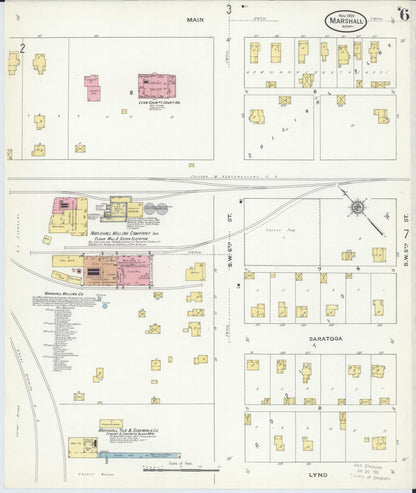 Sanborn Fire Insurance Map from Marshall, Lyon County, Minnesota (1909), Sheet #0006 - Complete Map Set gallery image, historic Sanborn map, vintage wall art, Minnesota Minnesota