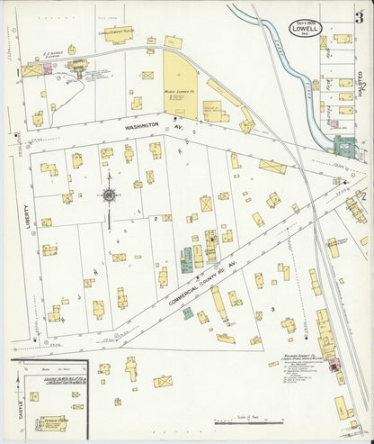 Sanborn Fire Insurance Map from Lowell, Lake County, Indiana (1909), Sheet #0003 - Complete Map Set gallery image, historic Sanborn map, vintage wall art, Indiana Indiana