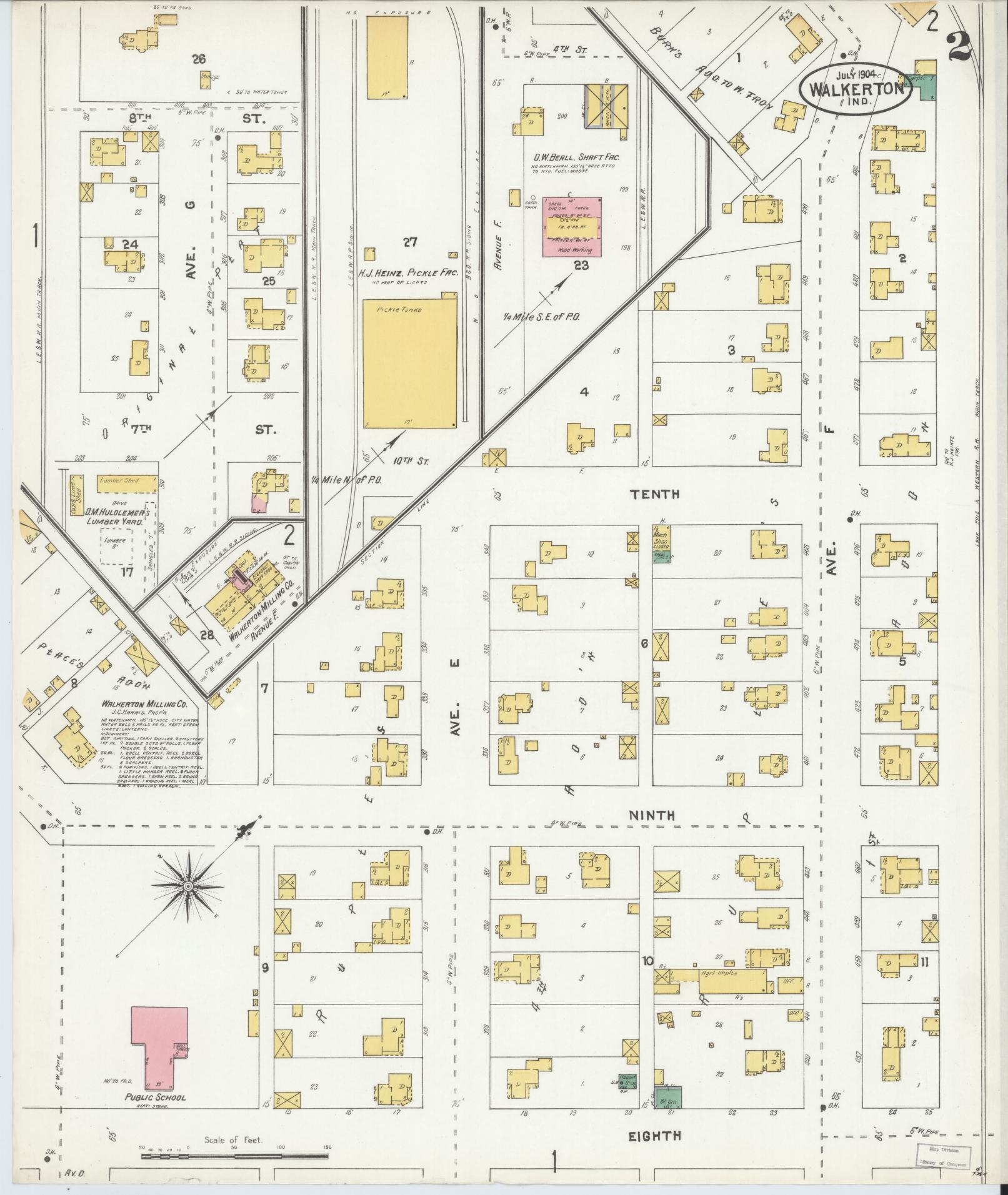 Sanborn Fire Insurance Map from Walkerton, Saint Joseph County, Indiana (1904), Sheet #0002 - Complete Map Set gallery image, historic Sanborn map, vintage wall art, Indiana Indiana