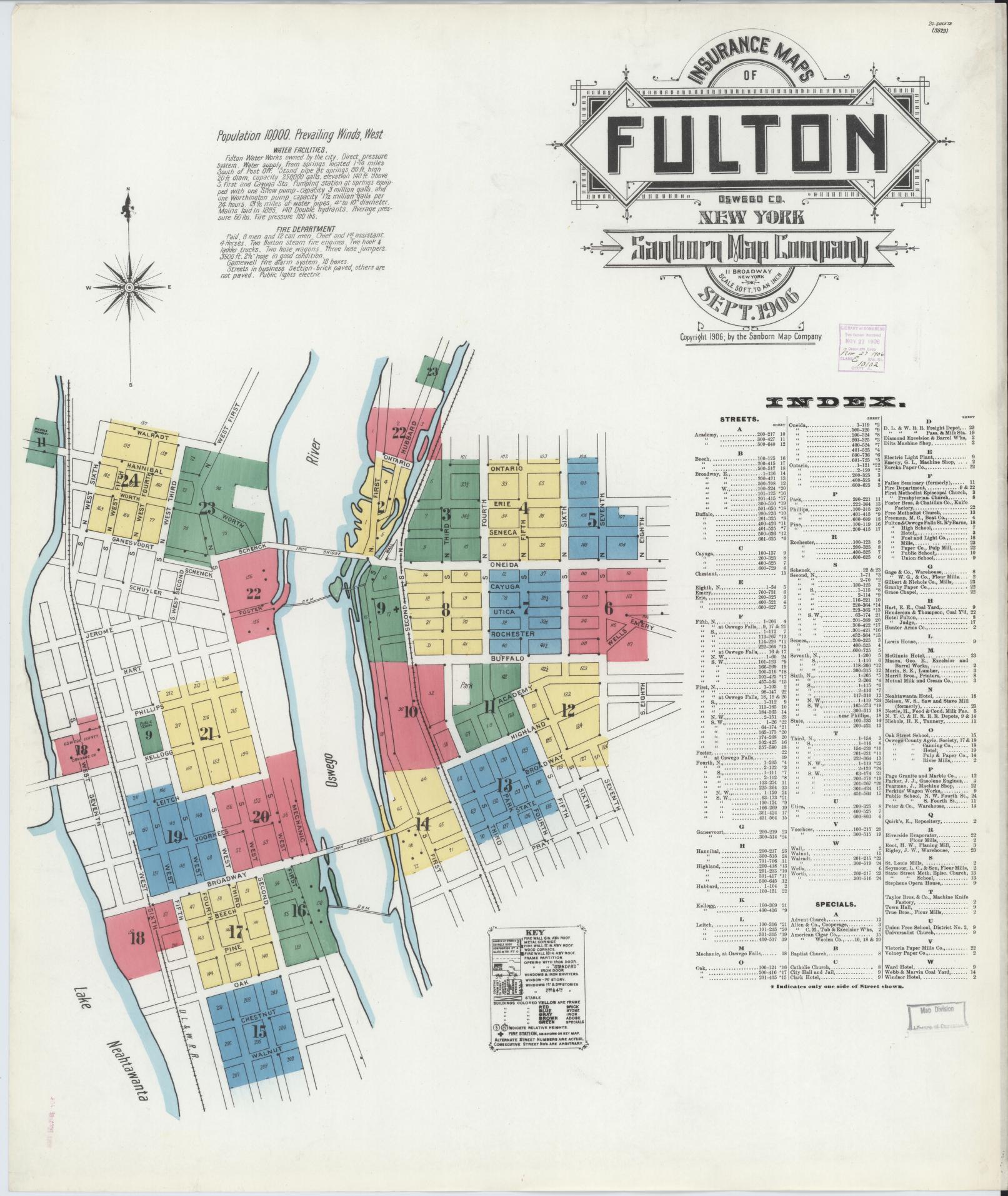 Sanborn Fire Insurance Map from Fulton, Oswego County, New York. (1906) – Historic Sanborn Fire Insurance Map Print