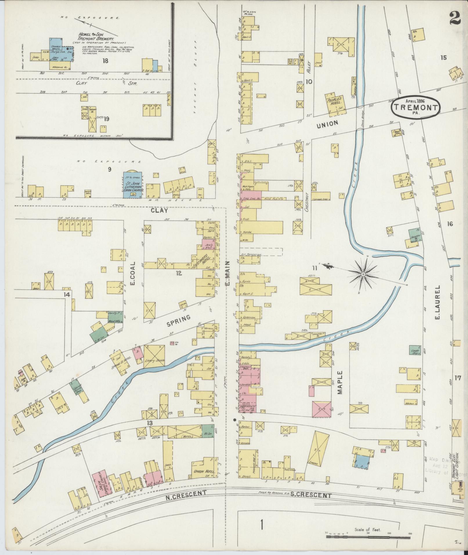 Sanborn Fire Insurance Map from Tremont, Schuylkill County, Pennsylvania (1896), Sheet #0002 - Complete Map Set gallery image, historic Sanborn map, vintage wall art, Pennsylvania Pennsylvania