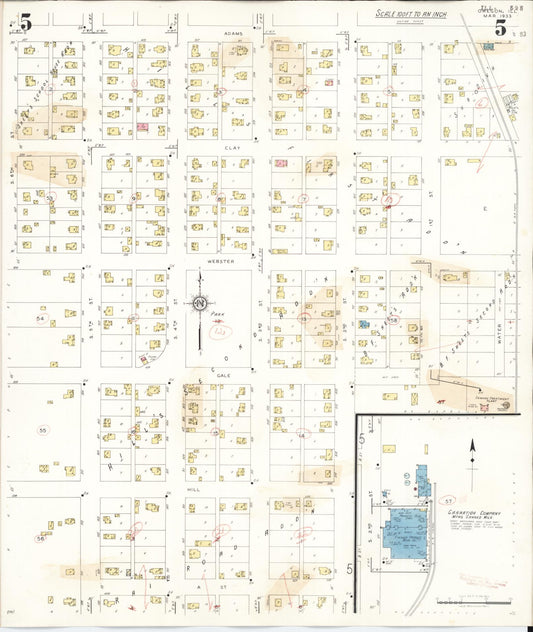 Sanborn Fire Insurance Map from Oregon, Ogle County, Illinois (1943), Sheet #0005 - Historic Sanborn Fire Insurance Map Print, vintage old map wall art, antique decor, genealogy gift, Illinois Illinois map