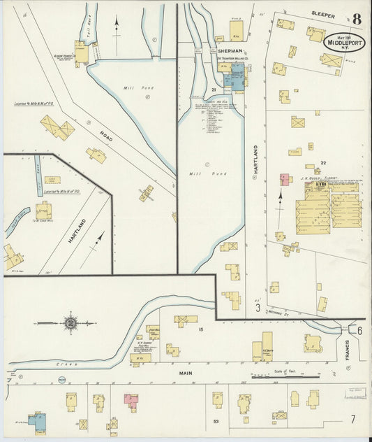 Sanborn Fire Insurance Map from Middleport, Niagara County, New York (1911), Sheet #0008 - Historic Sanborn Fire Insurance Map Print, vintage old map wall art, antique decor, genealogy gift, New York New York map