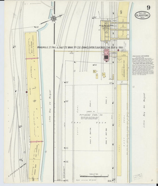 Sanborn Fire Insurance Map from Gladstone, Delta County, Michigan (1913), Sheet #0009 - Historic Sanborn Fire Insurance Map Print, vintage old map wall art, antique decor, genealogy gift, Michigan Michigan map