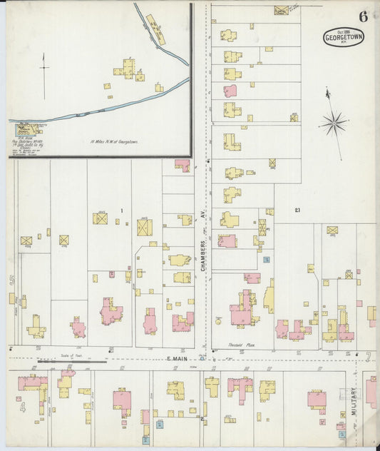 Sanborn Fire Insurance Map from Georgetown, Scott County, Kentucky (1895), Sheet #0006 - Historic Sanborn Fire Insurance Map Print, vintage old map wall art, antique decor, genealogy gift, Kentucky Kentucky map