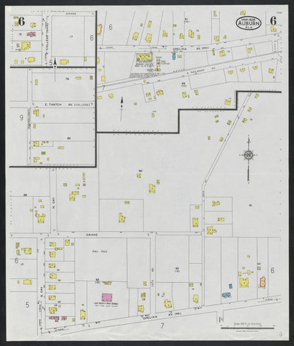 Sanborn Fire Insurance Map from Auburn, Lee County, Alabama (1928), Sheet #0006 - Complete Map Set gallery image, historic Sanborn map, vintage wall art, Alabama Alabama