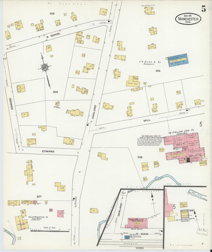 Sanborn Fire Insurance Map from Manchester, Hartford County, Connecticut (1911), Sheet #0005 - Complete Map Set gallery image, historic Sanborn map, vintage wall art, Connecticut Connecticut
