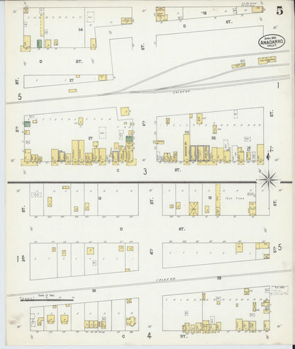 Sanborn Fire Insurance Map from Anadarko, Caddo County, Oklahoma (1902), Sheet #0005 - Complete Map Set gallery image, historic Sanborn map, vintage wall art, Oklahoma Oklahoma