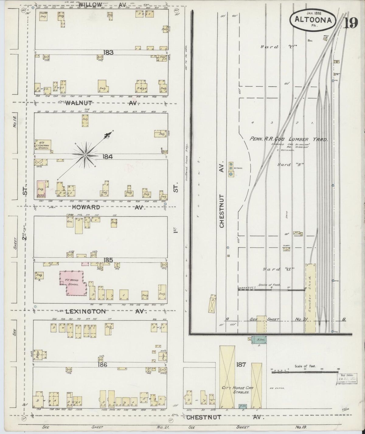 Sanborn Fire Insurance Map from Altoona, Blair County, Pennsylvania (1888), Sheet #0019 - Complete Map Set gallery image, historic Sanborn map, vintage wall art, Pennsylvania Pennsylvania