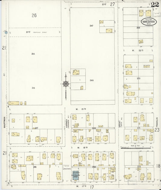 Sanborn Fire Insurance Map from Vancouver, Clark County, Washington (1911), Sheet #0022 - Historic Sanborn Fire Insurance Map Print, vintage old map wall art, antique decor, genealogy gift, Washington Washington map