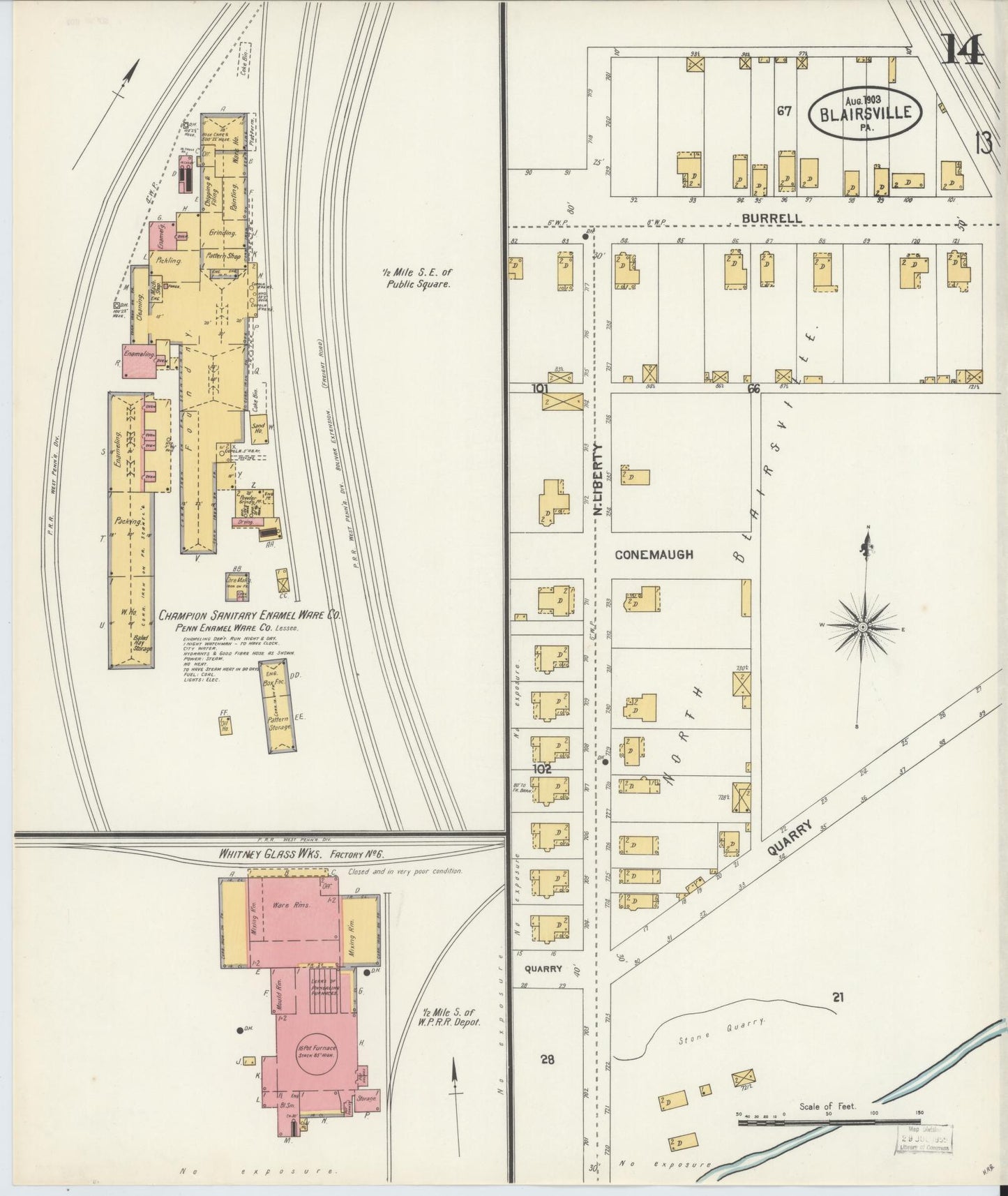 Sanborn Fire Insurance Map from Blairsville, Indiana County, Pennsylvania (1903), Sheet #0014 - Historic Sanborn Fire Insurance Map Print, vintage old map wall art, antique decor, genealogy gift, Blairsville Indiana map