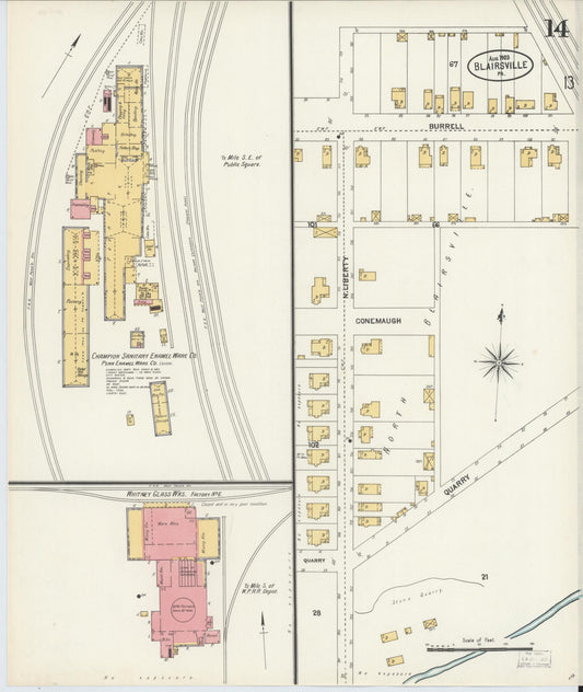 Sanborn Fire Insurance Map from Blairsville, Indiana County, Pennsylvania (1903), Sheet #0014 - Historic Sanborn Fire Insurance Map Print, vintage old map wall art, antique decor, genealogy gift, Blairsville Indiana map