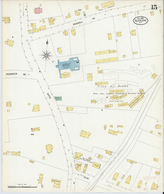 Sanborn Fire Insurance Map from Glen Cove, Nassau County, New York (1908), Sheet #0015 - Historic Sanborn Fire Insurance Map Print, vintage old map wall art, antique decor, genealogy gift, New York New York map