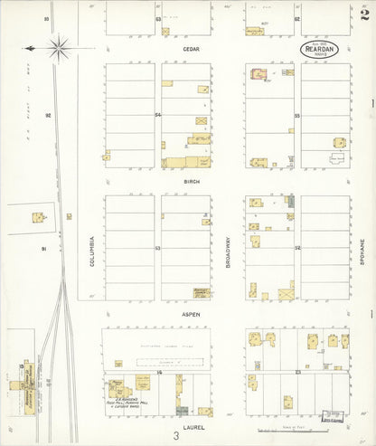 Sanborn Fire Insurance Map from Reardan, Lincoln County, Washington (1905), Sheet #0002 - Complete Map Set gallery image, historic Sanborn map, vintage wall art, Washington Washington