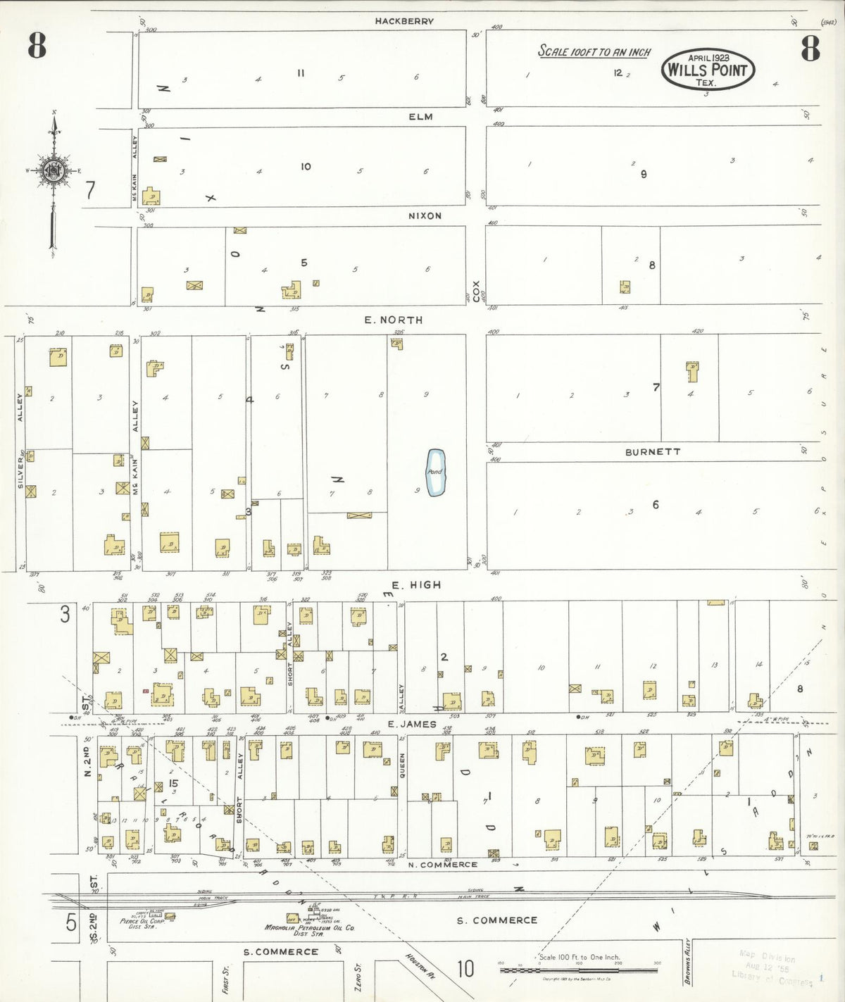 Sanborn Fire Insurance Map from Wills Point, Van Zandt County, Texas (1923), Sheet #0008 - Historic Sanborn Fire Insurance Map Print, vintage old map wall art, antique decor, genealogy gift, Texas Texas map