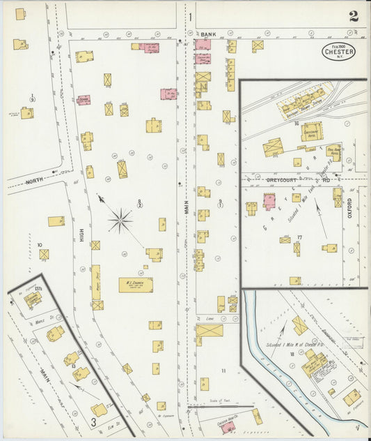 Sanborn Fire Insurance Map from Chester, Orange County, New York (1900), Sheet #0002 - Historic Sanborn Fire Insurance Map Print, vintage old map wall art, antique decor, genealogy gift, New York New York map