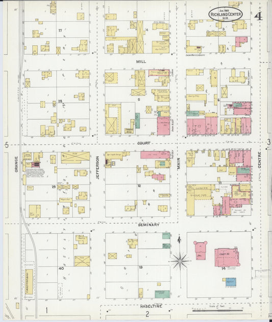 Sanborn Fire Insurance Map from Richland Center, Richland County, Wisconsin (1905), Sheet #0004 - Historic Sanborn Fire Insurance Map Print, vintage old map wall art, antique decor, genealogy gift, Wisconsin Wisconsin map