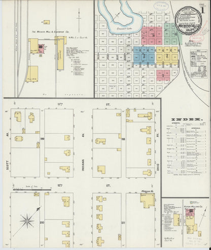 Sanborn Fire Insurance Map from Wichita Falls, Wichita County, Texas (1898), Sheet #0001 - Complete Map Set gallery image, historic Sanborn map, vintage wall art, Texas Texas