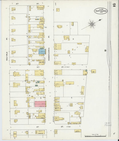 Sanborn Fire Insurance Map from Hartshorne, Pittsburg County, Oklahoma (1899), Sheet #0002 - Complete Map Set gallery image, historic Sanborn map, vintage wall art, Oklahoma Oklahoma
