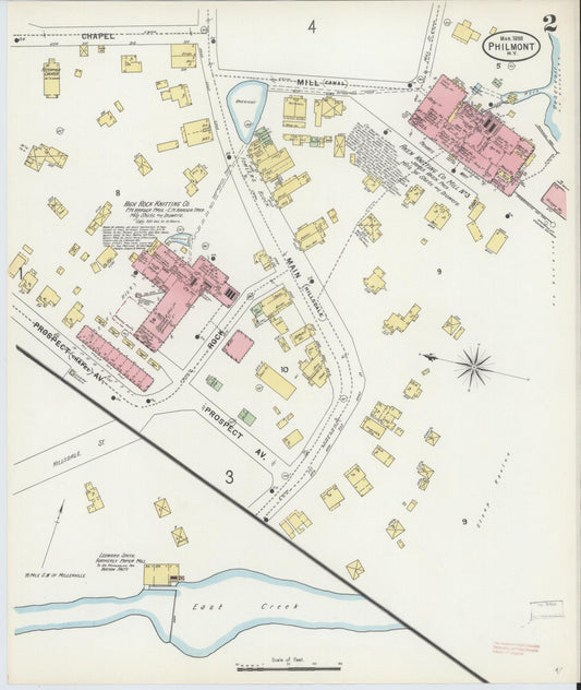 Sanborn Fire Insurance Map from Philmont, Columbia County, New York (1898), Sheet #0002 - Historic Sanborn Fire Insurance Map Print, vintage old map wall art, antique decor, genealogy gift, New York New York map