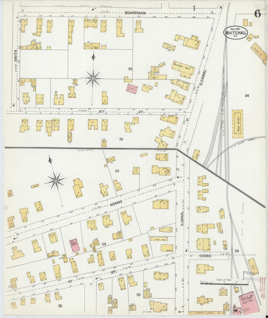 Sanborn Fire Insurance Map from Whitehall, Washington County, New York (1901), Sheet #0006 - Historic Sanborn Fire Insurance Map Print, vintage old map wall art, antique decor, genealogy gift, New York New York map