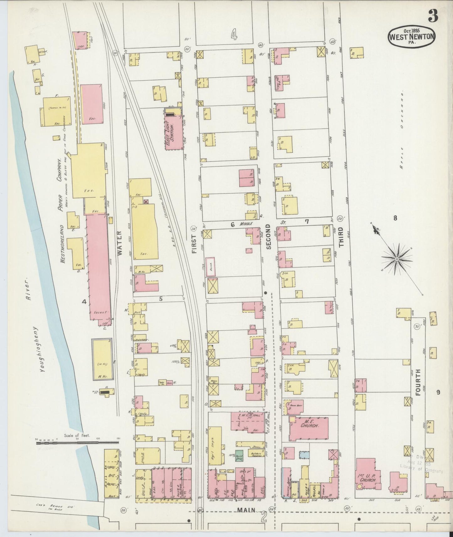 Sanborn Fire Insurance Map from West Newton, Westmoreland County, Pennsylvania (1895), Sheet #0003 - Complete Map Set gallery image, historic Sanborn map, vintage wall art, Pennsylvania Pennsylvania