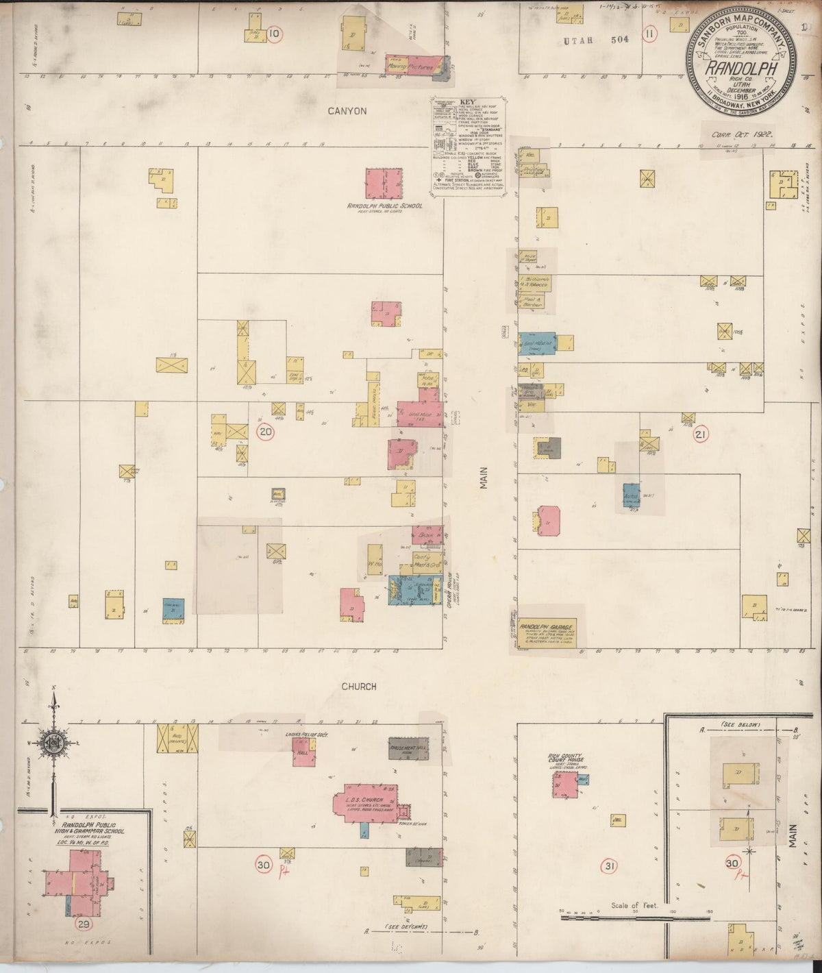 Sanborn Fire Insurance Map from Randolph, Rich County, Utah (1922), Sheet #0001 - Historic Sanborn Fire Insurance Map Print, vintage old map wall art, antique decor, genealogy gift, Utah Utah map