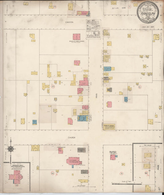 Sanborn Fire Insurance Map from Randolph, Rich County, Utah (1922), Sheet #0001 - Historic Sanborn Fire Insurance Map Print, vintage old map wall art, antique decor, genealogy gift, Utah Utah map