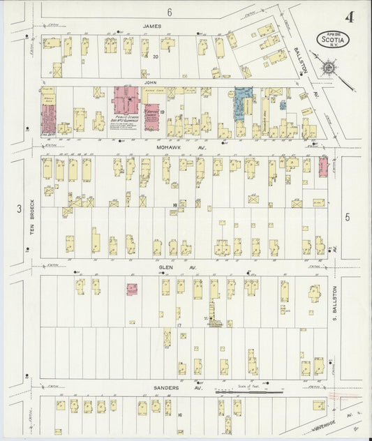Sanborn Fire Insurance Map from Scotia, Schenectady County, New York (1914), Sheet #0004 - Historic Sanborn Fire Insurance Map Print, vintage old map wall art, antique decor, genealogy gift, New York New York map
