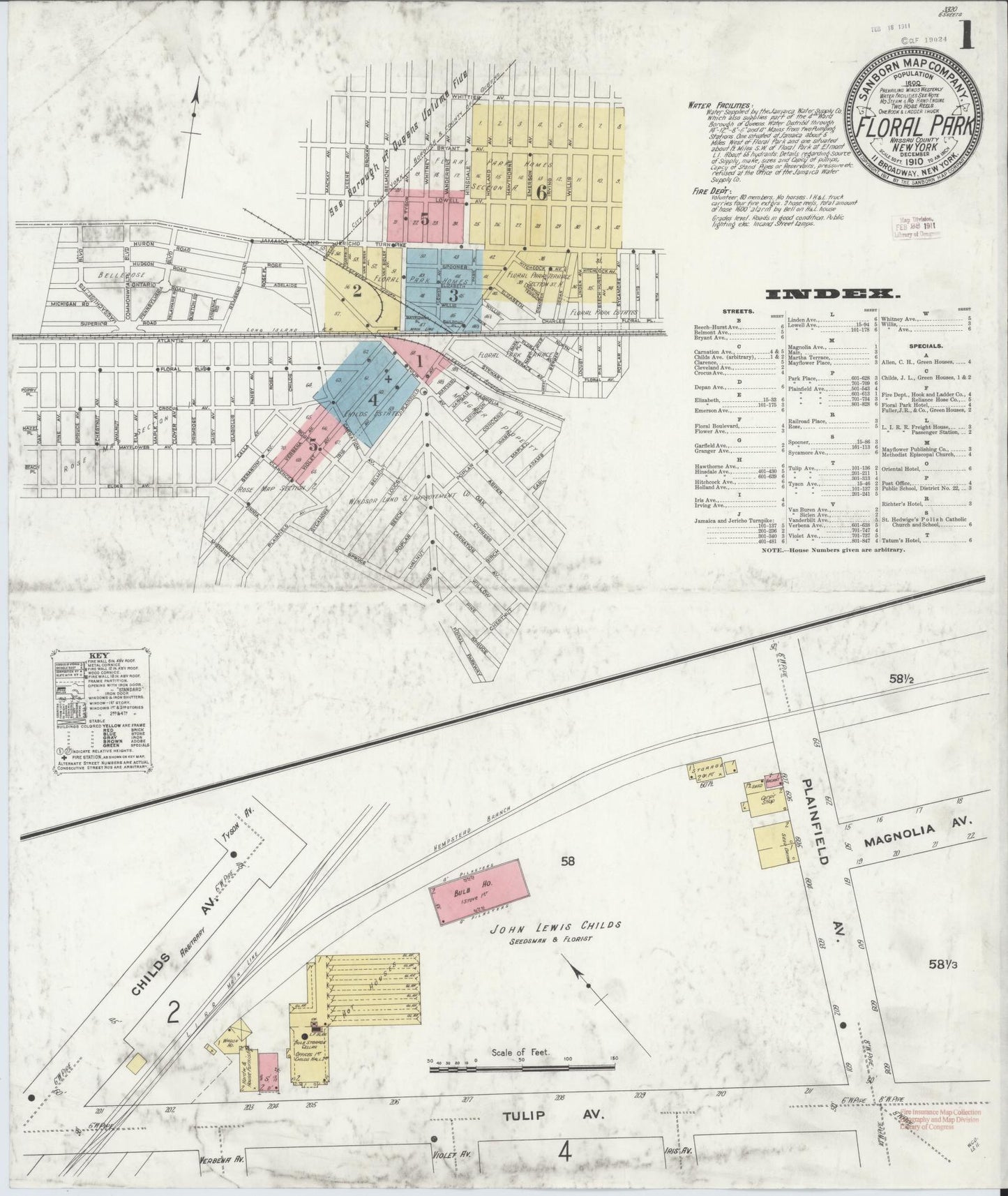 Sanborn Fire Insurance Map from Floral Park, Nassau County, New York. (1910) – Historic Sanborn Fire Insurance Map Print