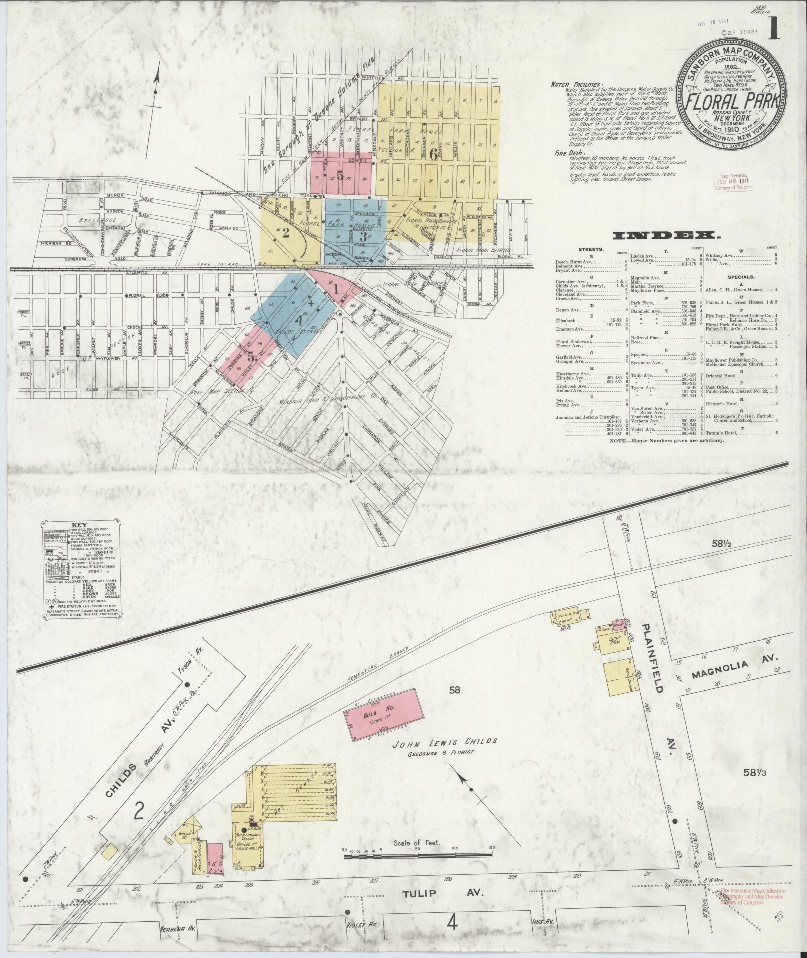 Sanborn Fire Insurance Map from Floral Park, Nassau County, New York. (1910) – Historic Sanborn Fire Insurance Map Print